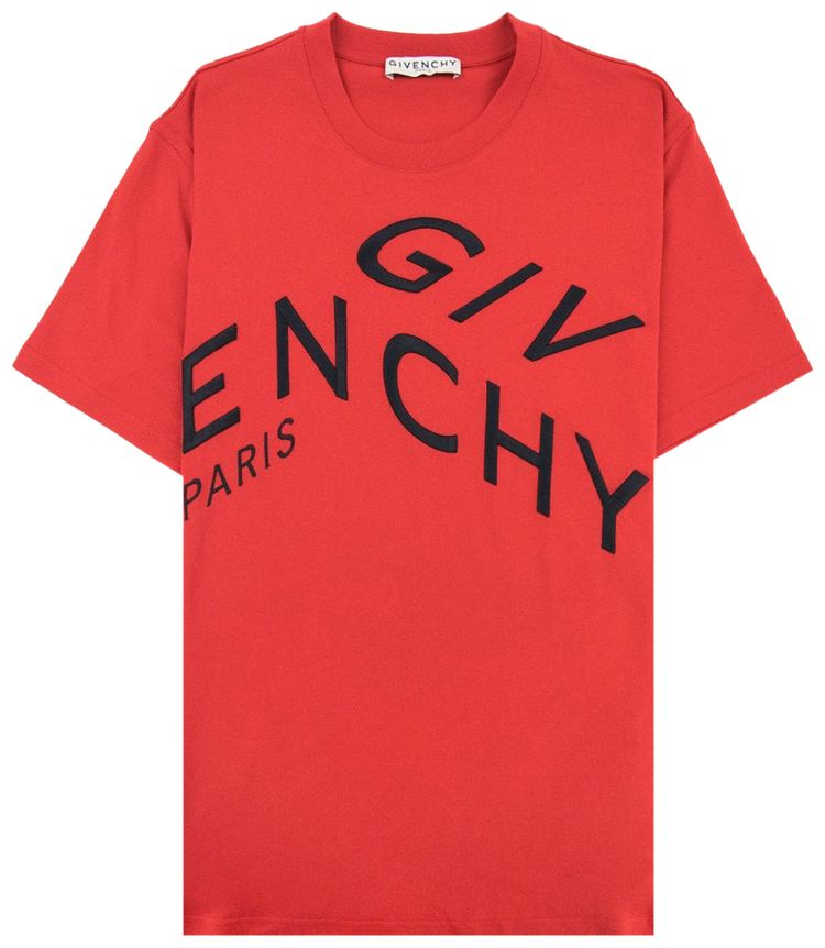 Givenchy Slim Fit Embroidered Logo T Shirt RedBlack