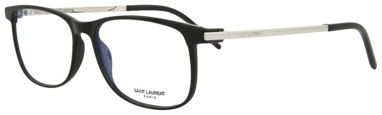 Saint Laurent Square Optical Glasses BlackSilverTransparent