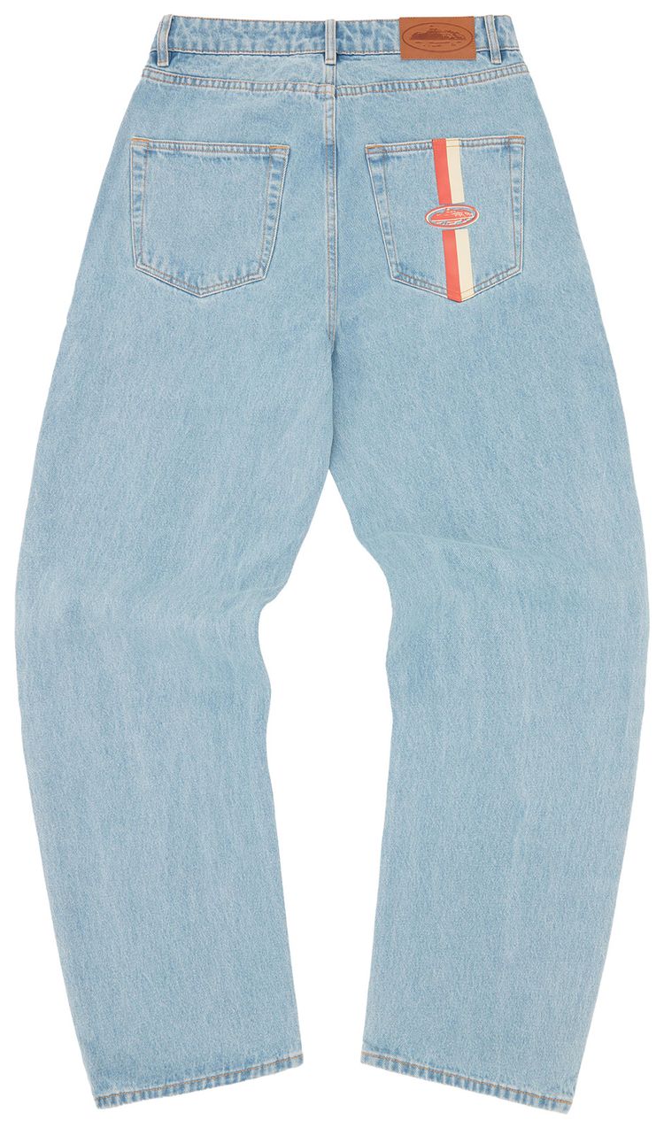 Corteiz Dual Stripe Baggy Jeans Stonewash