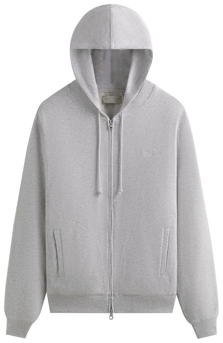 Kith Interlock Williams V Full Zip Hoodie Light Heather Grey