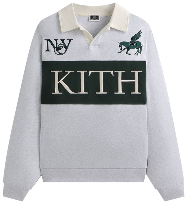 Kith Rugby Nelson Collared Pullover Light Heather Grey