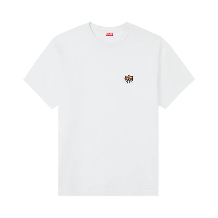 Kenzo Gots Happy Tiger Embroidered Classic T Shirt Off White
