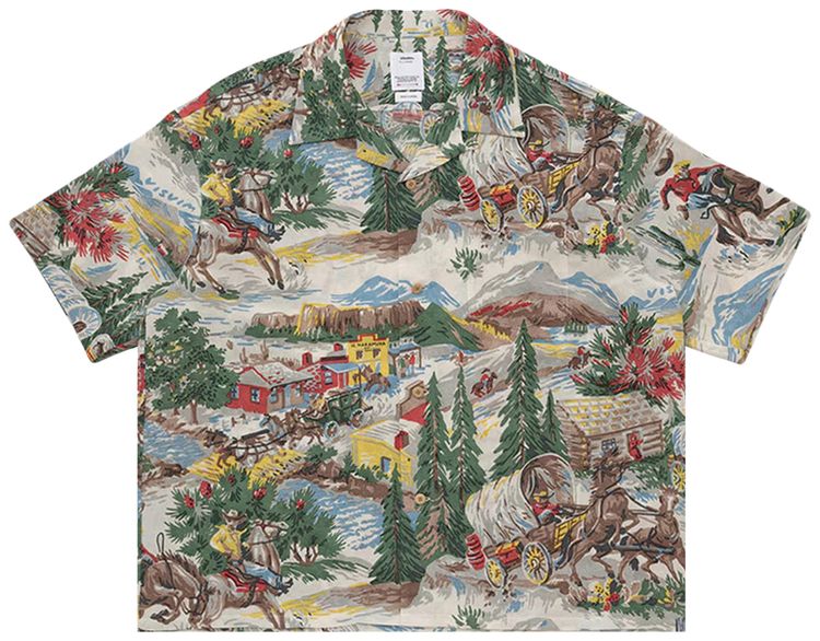 Visvim Crosby Short Sleeve Shirt Washi Chirimen Light Blue