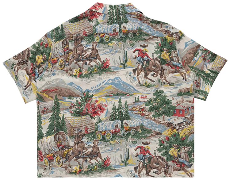 Visvim Crosby Short Sleeve Shirt Washi Chirimen Light Blue