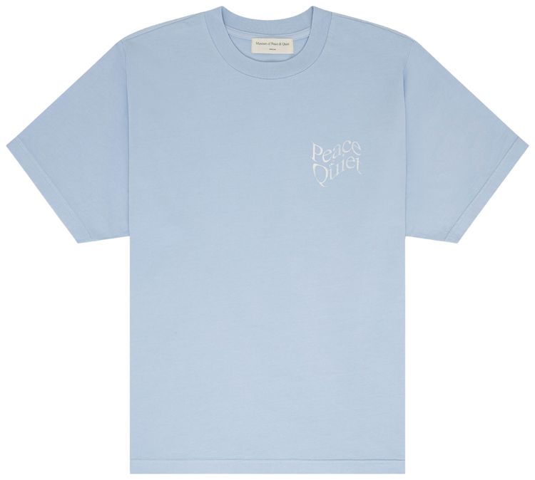 Museum of Peace  Quiet Wordmark T Shirt Baby Blue