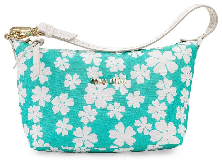 Miu Miu Logo Floral Spirit Mini Bag Blue