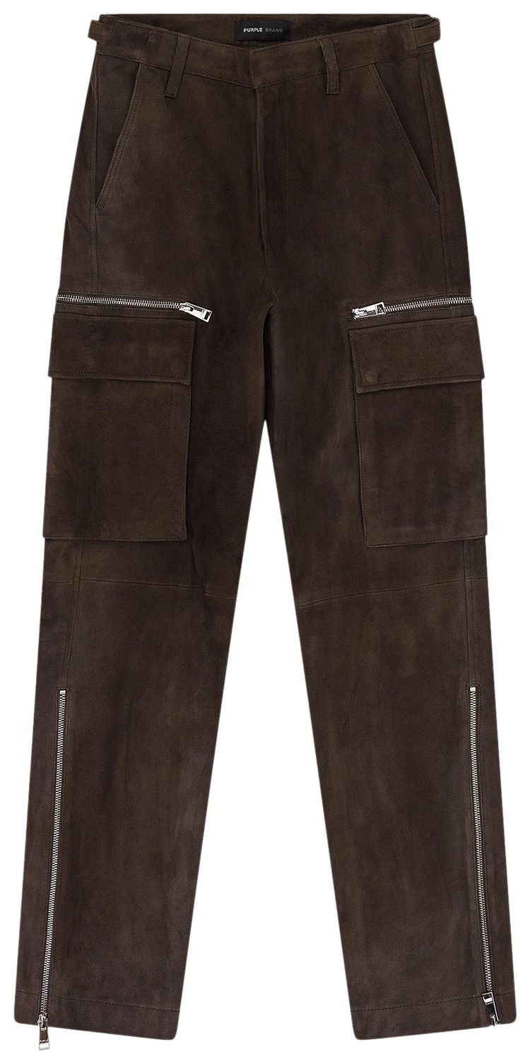 PURPLE BRAND Suede Zip Cargo Pant Brown
