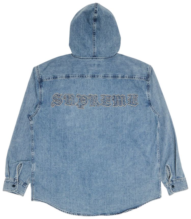 Supreme Hooded Denim Shirt Washed Indigo
