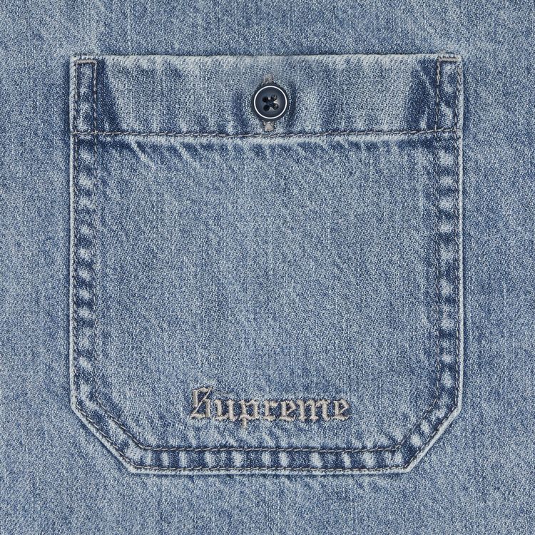 Supreme Hooded Denim Shirt Washed Indigo