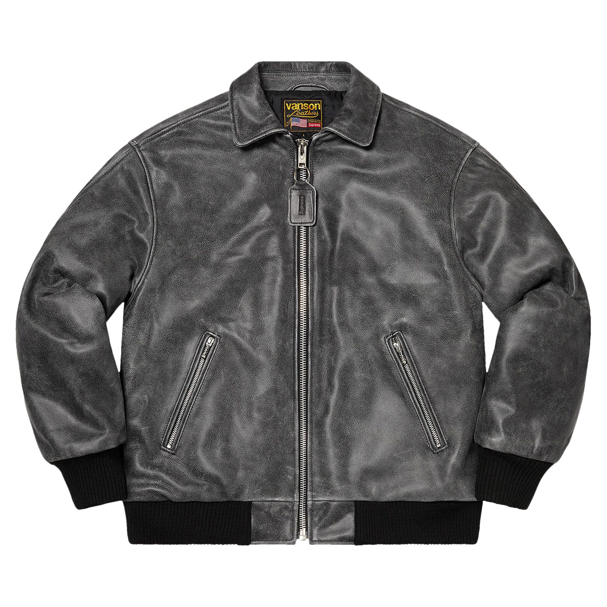 Buy Supreme Vanson Leathers Worn Leather Jacket 'Black' - 00052