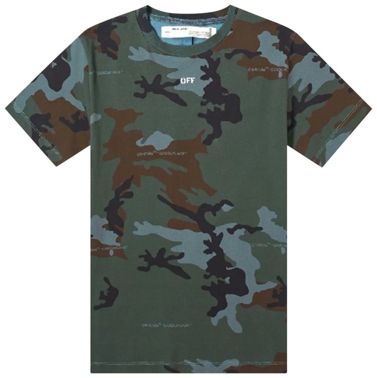 Off White Incompiuto Camo Tee Green