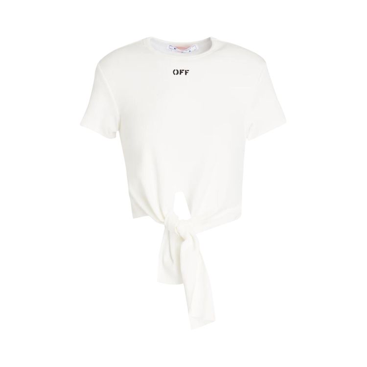Off White Off Stamp Rib Knott Crop Tee WhiteBlack