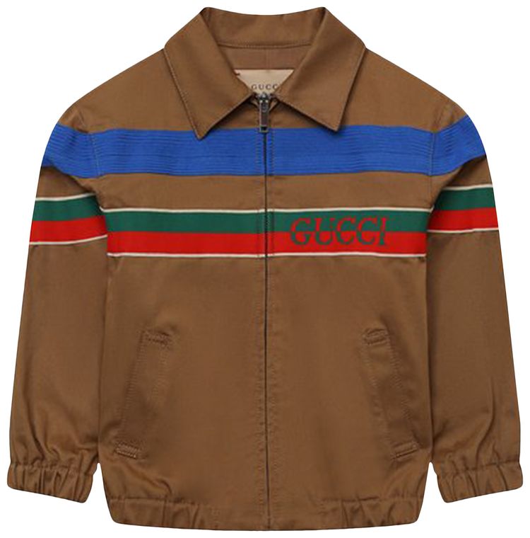 Gucci Kids Web Accent Trucker Jacket Brown