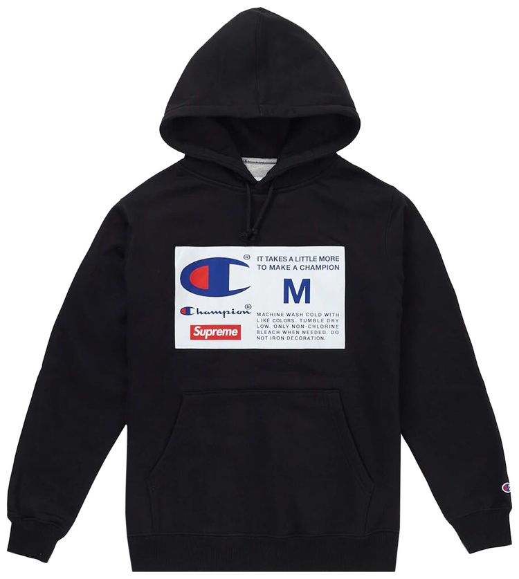Supreme x Champion Label Hooded Sweatshirt Black