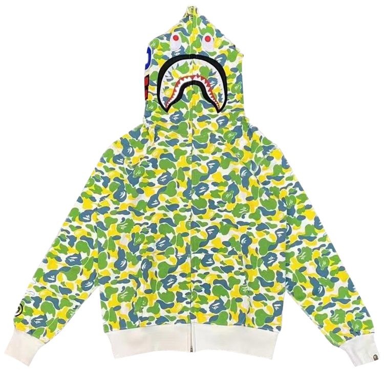 BAPE Hong Kong ABC Camo Shark Full Zip Hoodie Green