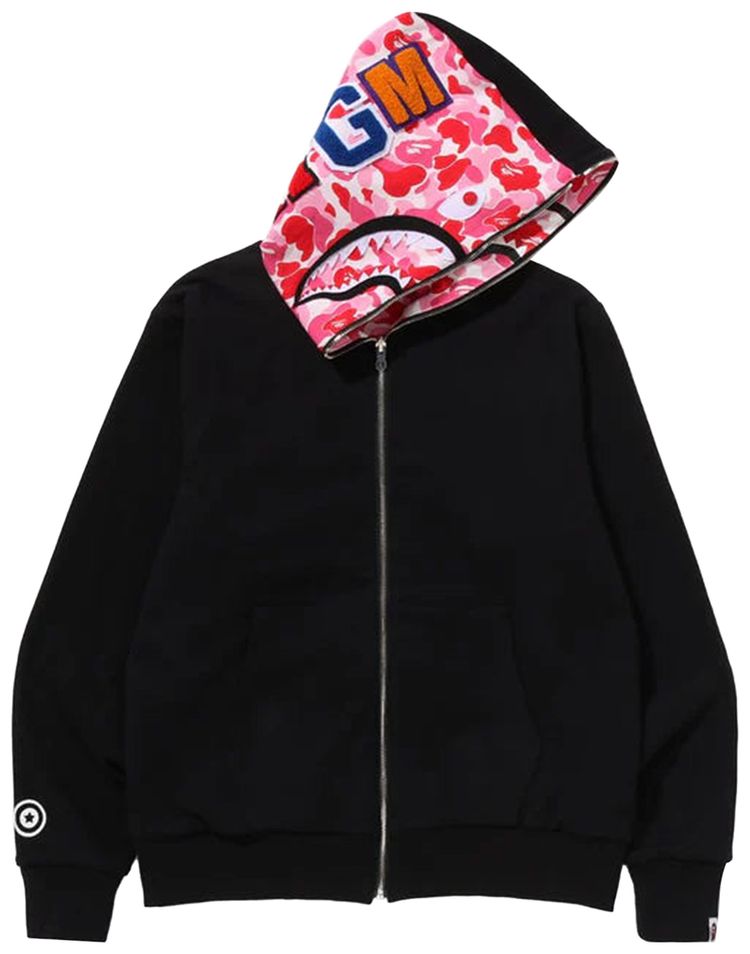BAPE ABC Reversible Shark Full Zip Hoodie Pink