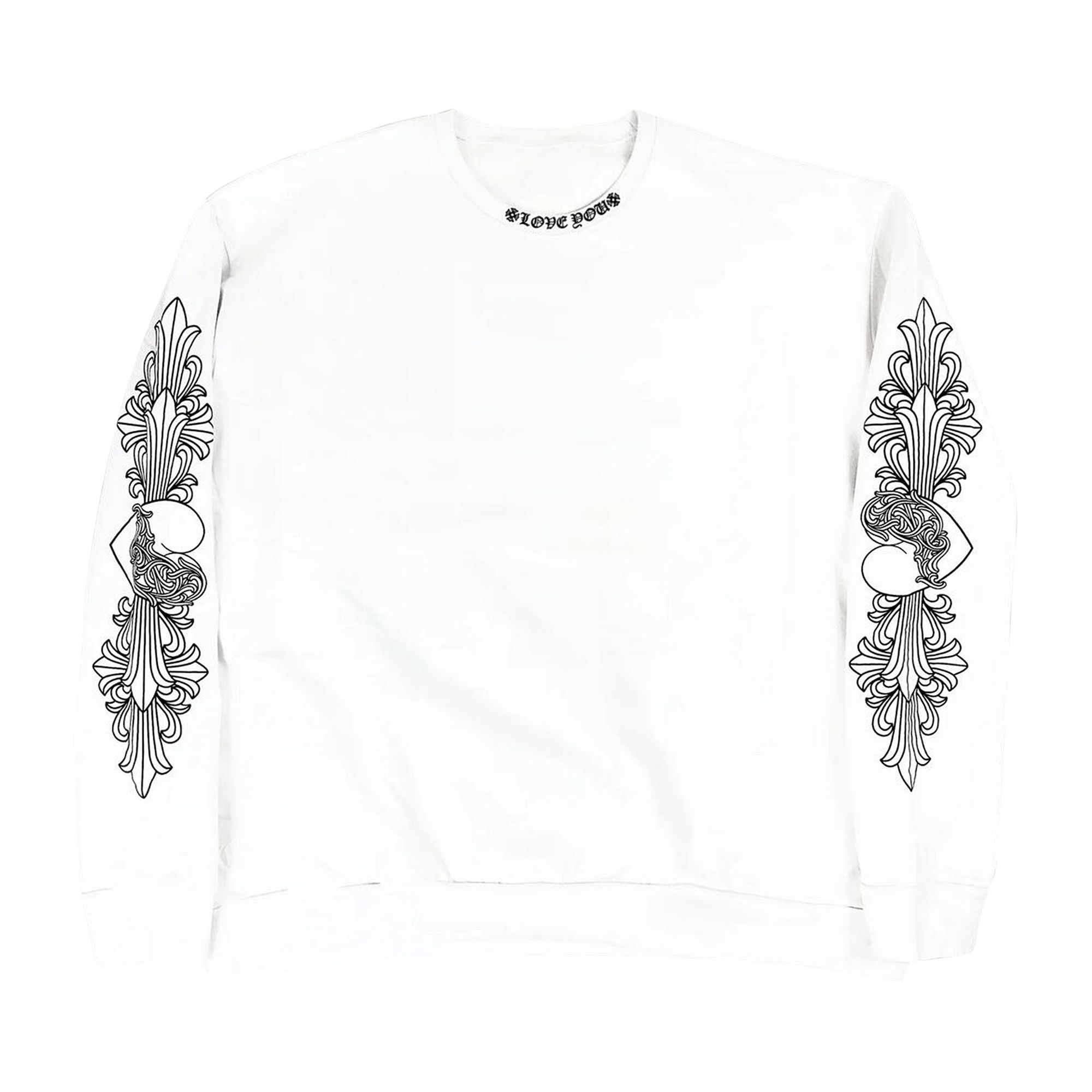 トップス Chrome Hearts LOVE YOU CREW SWEATSHIRT Chrome Hearts Love You Crewneck Sweatshirt White – Motion.