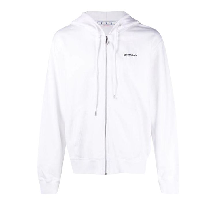 Off White Wave Outl Diagonal Slim Zip Hoodie White