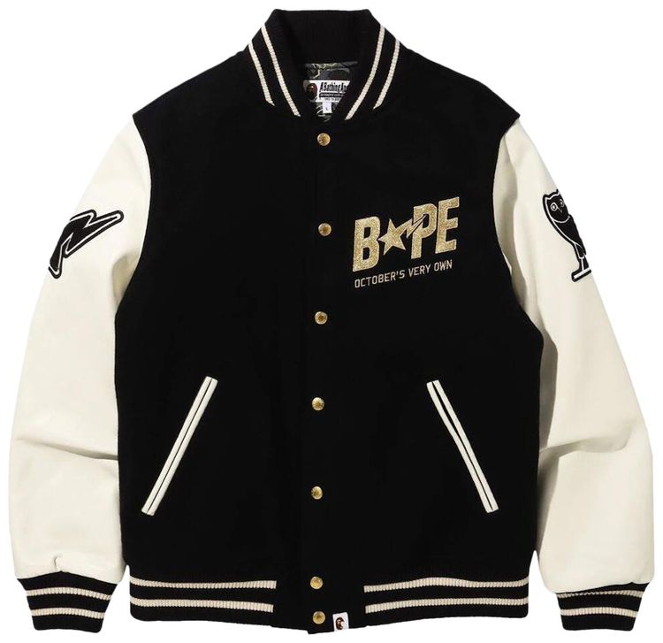 BAPE x OVO Varsity Jacket Black