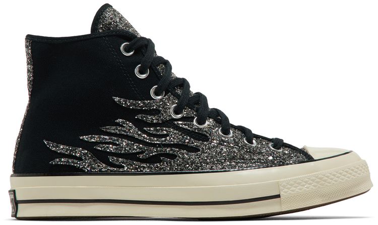Converse Wmns Chuck 70 High Archival Glitter Flame   Black Egret