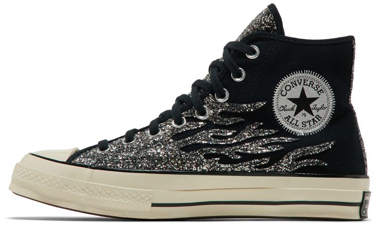 Converse Wmns Chuck 70 High Archival Glitter Flame   Black Egret