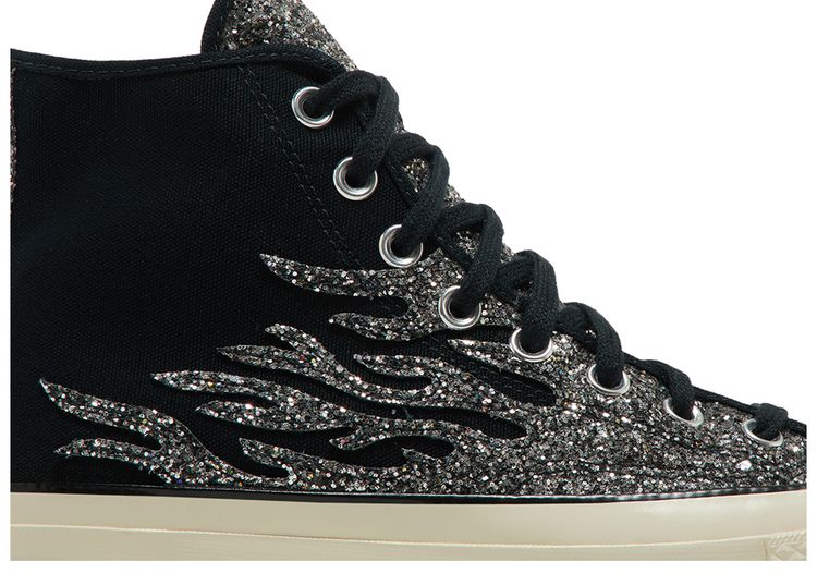 Converse Wmns Chuck 70 High Archival Glitter Flame   Black Egret