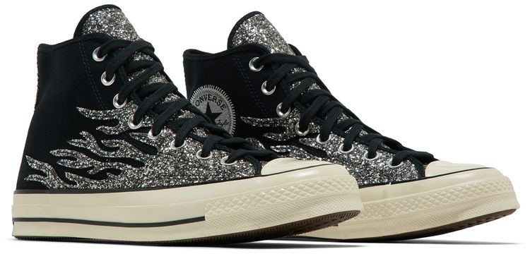 Converse Wmns Chuck 70 High Archival Glitter Flame   Black Egret