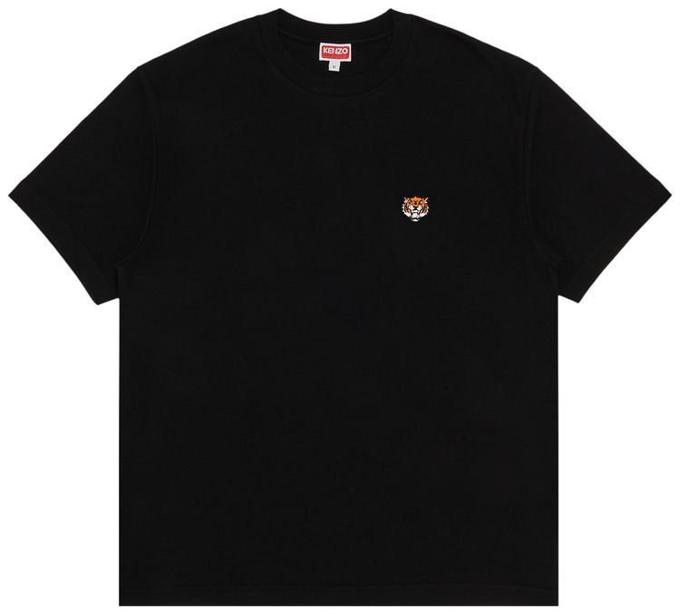 Kenzo Gots Happy Tiger Embroidered Classic T Shirt Black