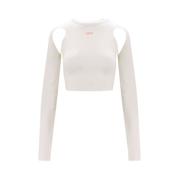Off White Sleek Long Sleeve Crop Top White