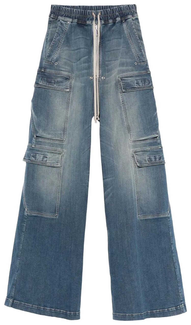 Rick Owens DRKSHDW Denim Double Cargo Jumbo Belas Jeans Washed Indigo