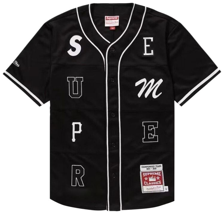 Supreme x Mitchell  Ness Patchwork Baseball Jersey Black