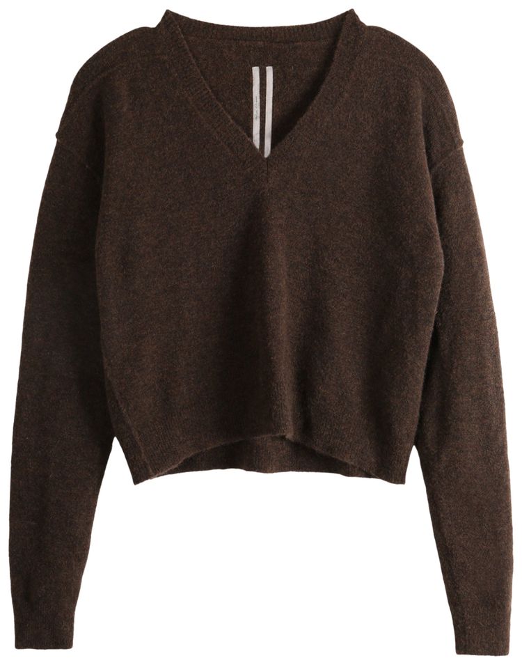 Rick Owens Knit V Neck Pullover Sweater Brown