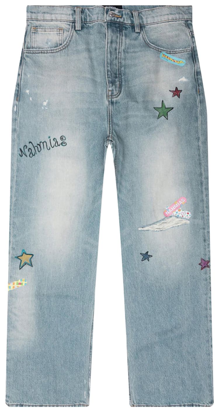 Nahmias Bandaid Baggy Jeans Light Wash Denim
