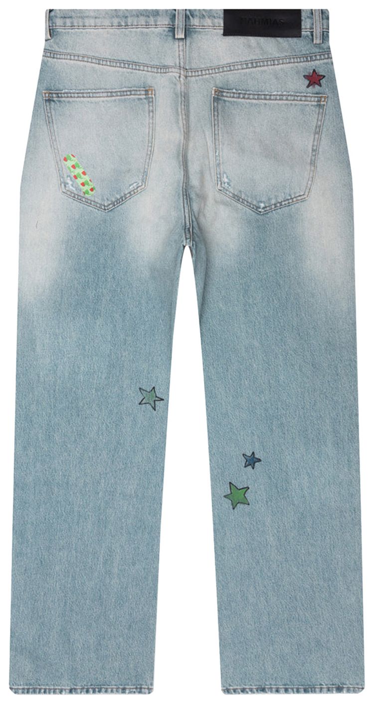 Nahmias Bandaid Baggy Jeans Light Wash Denim
