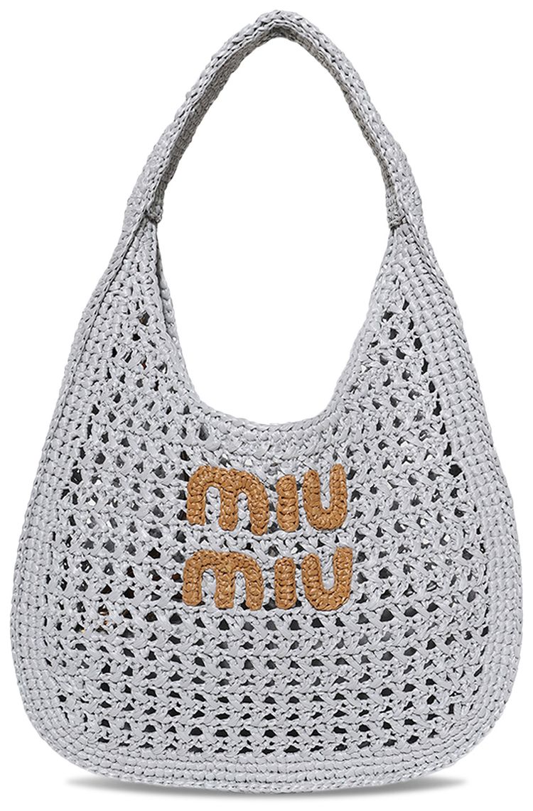 Miu Miu Raffia Effect Woven Hobo Bag PearlCaramel