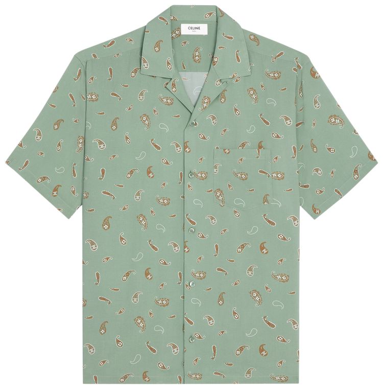 CELINE Bowling Shirt SageCreamTobacco