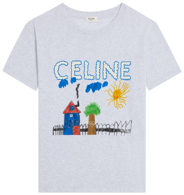 CELINE Regular T Shirt Pale GreyMulticolor