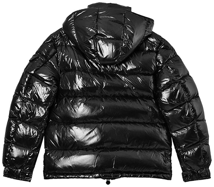 Moncler Maya Hooded Puffer Shiny Jacket Black