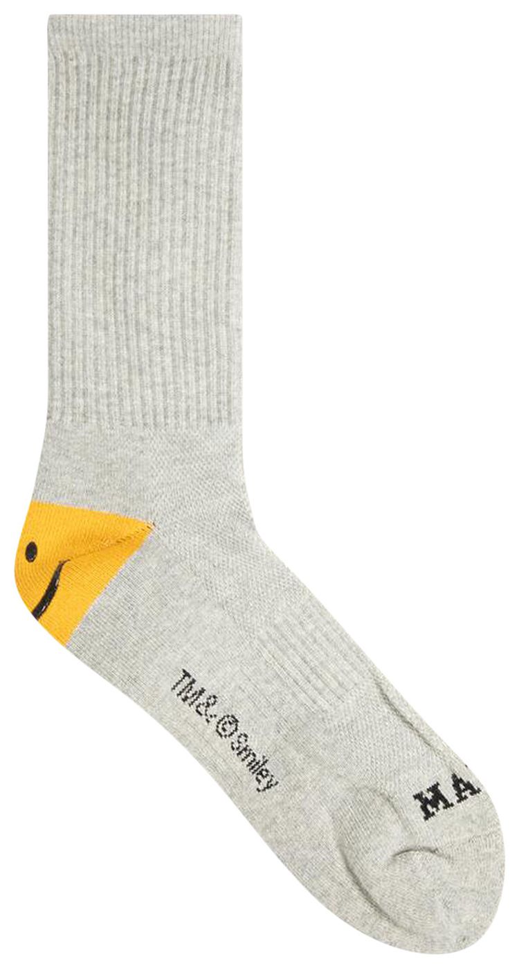 Market Smiley Heel Socks Heather Grey