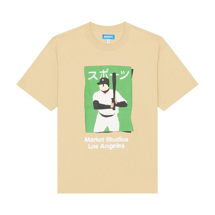 Market Illustrated Baseball T Shirt Oat Milk