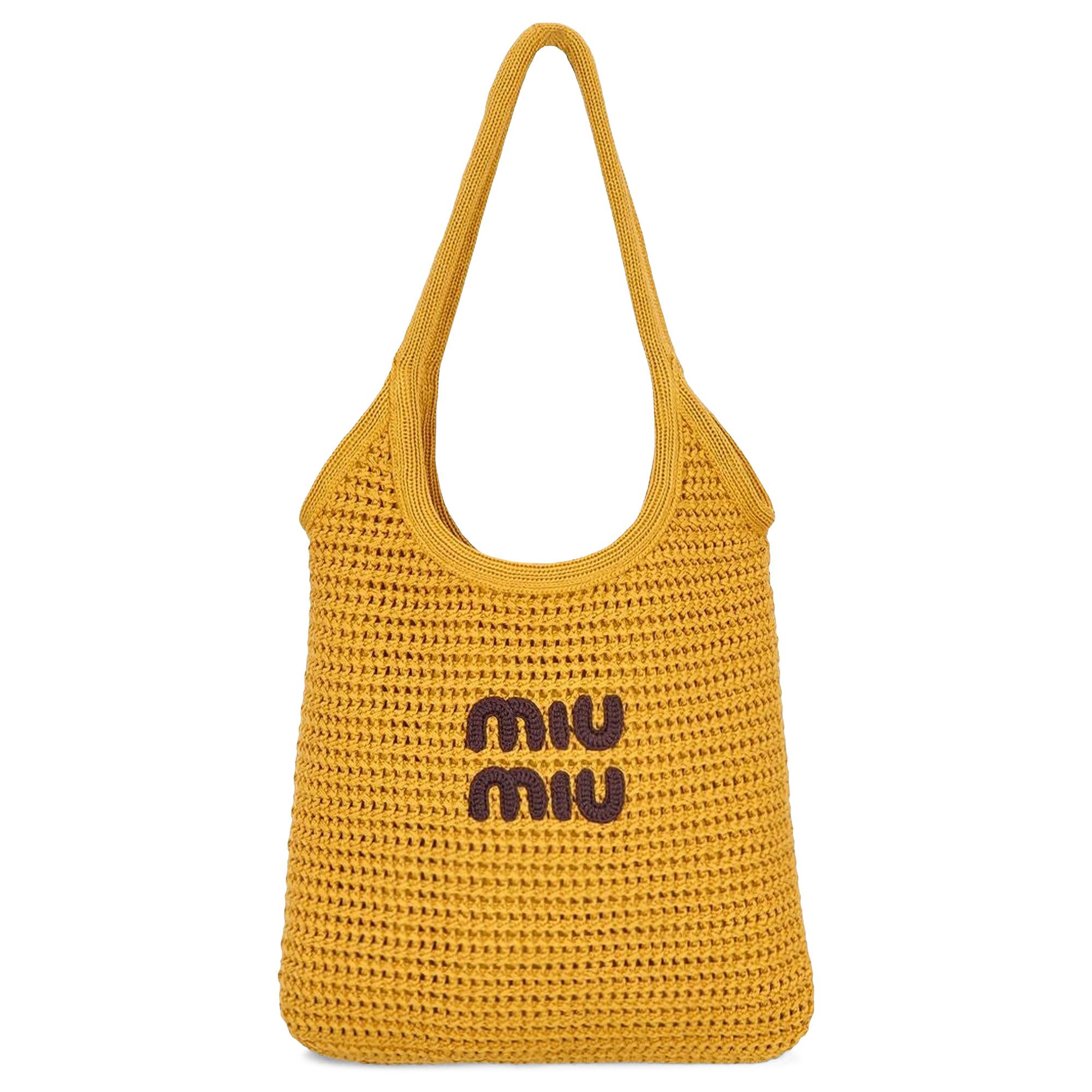 Buy Miu Miu Woven Shopping Bag 'Ochre/Cacao' - 5BG231 ACQY
