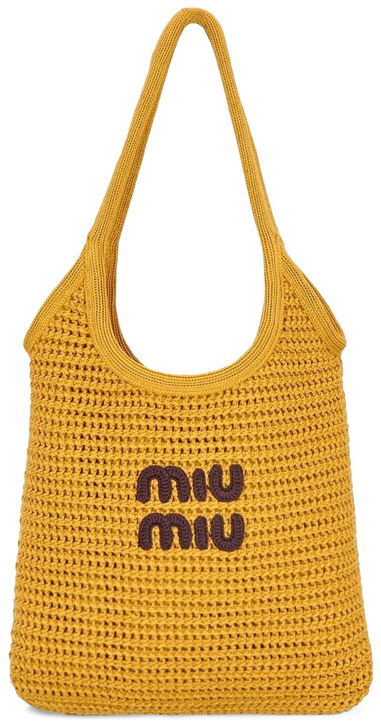 Miu Miu Woven Shopping Bag OchreCacao