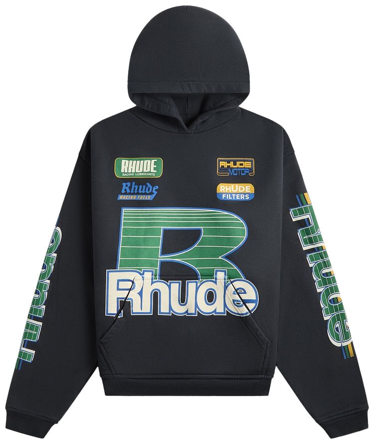 Rhude Roadway Racing Hoodie Vintage Black