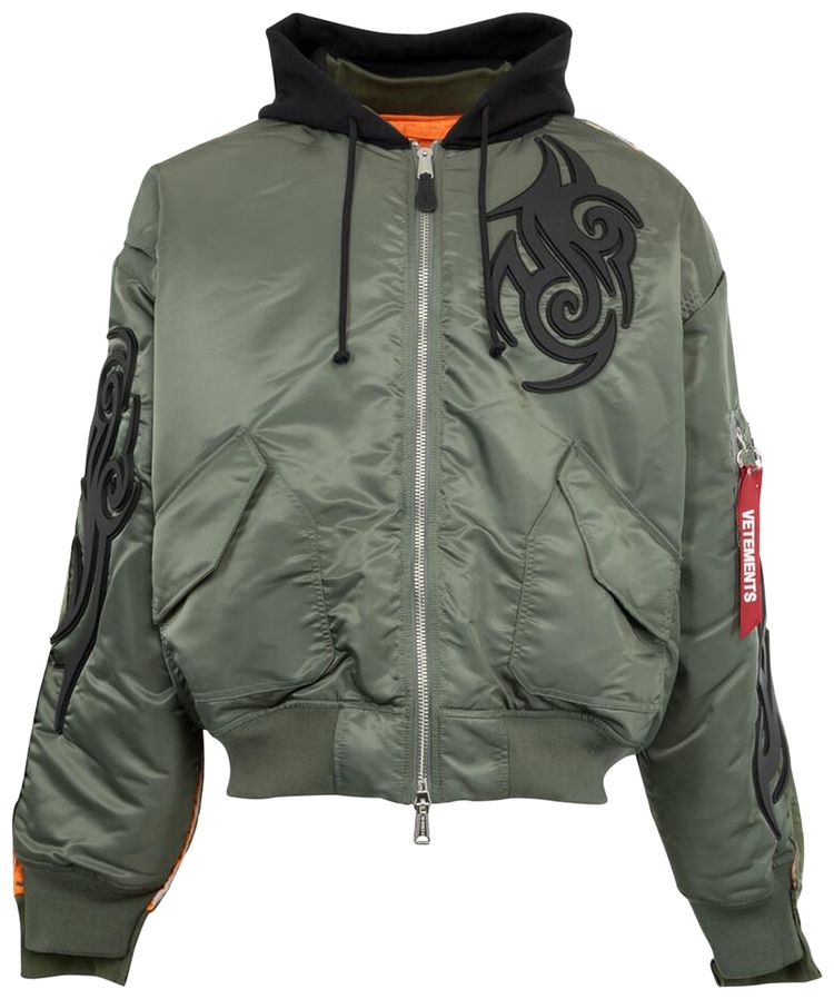 Vetements Tribal Reworked Bomber Jacket GreenBlack