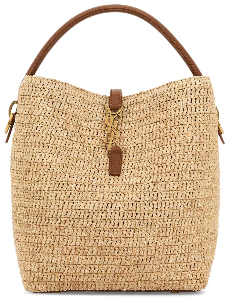 Saint Laurent Le 37 Woven Raffia Bucket Bag NaturalBrick