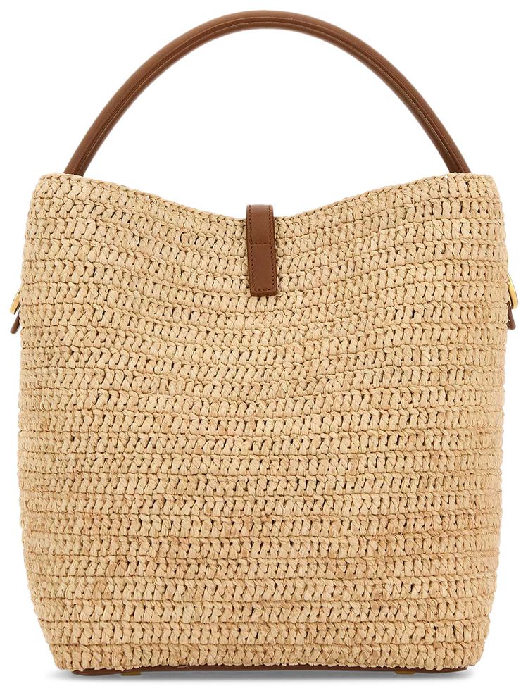 Saint Laurent Le 37 Woven Raffia Bucket Bag NaturalBrick