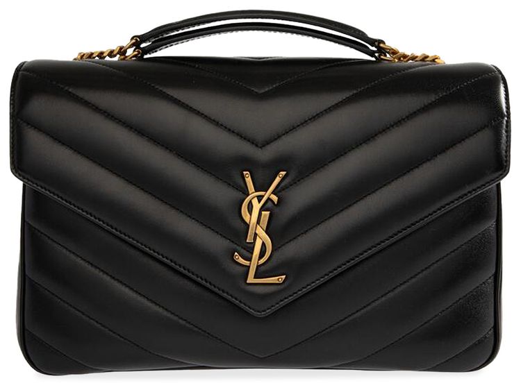 Saint Laurent Loulou Foldover Top Large Shoulder Bag Black