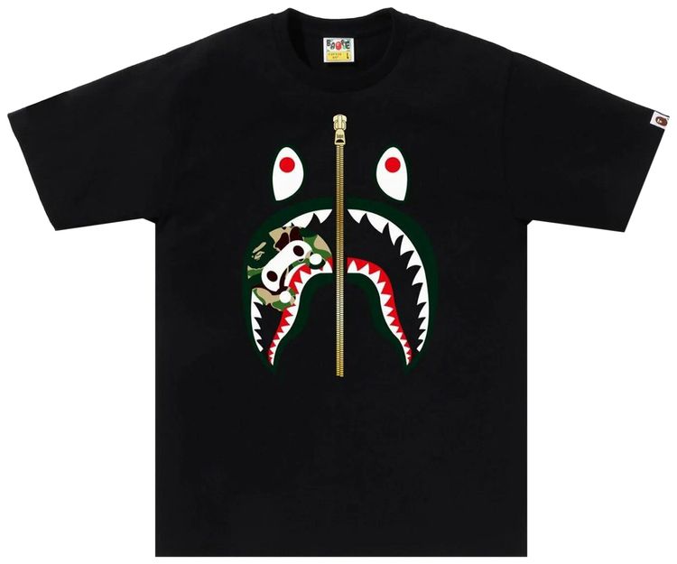 BAPE ABC Camo Milo Shark Tee BlackGreen