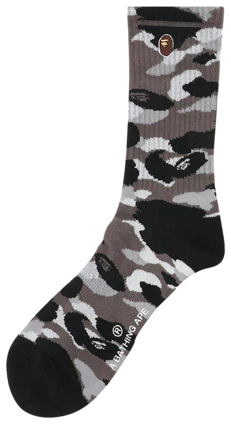 BAPE 1st Camo Ape Head One Point Socks Grey