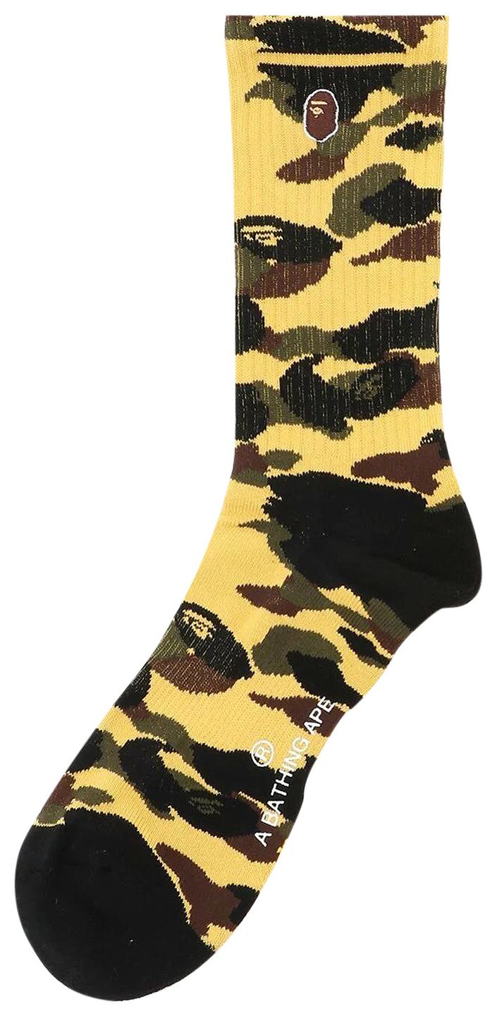 BAPE 1st Camo Ape Head One Point Socks Yellow